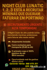 RECRUTAMENTO URGENTE – ALTA TEMPORADA!  PORTIMÃO